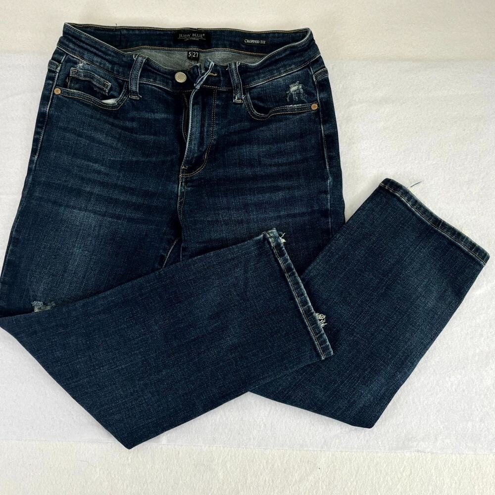 Judy Blue Tamara Mid Rise Distressed Cropped Straight JB82145DK 5/27